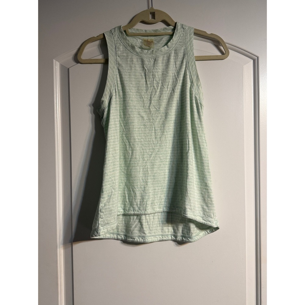 Calia Tank Top Small Mint Green High-Low Space Dye Striped Athleisure Sporty